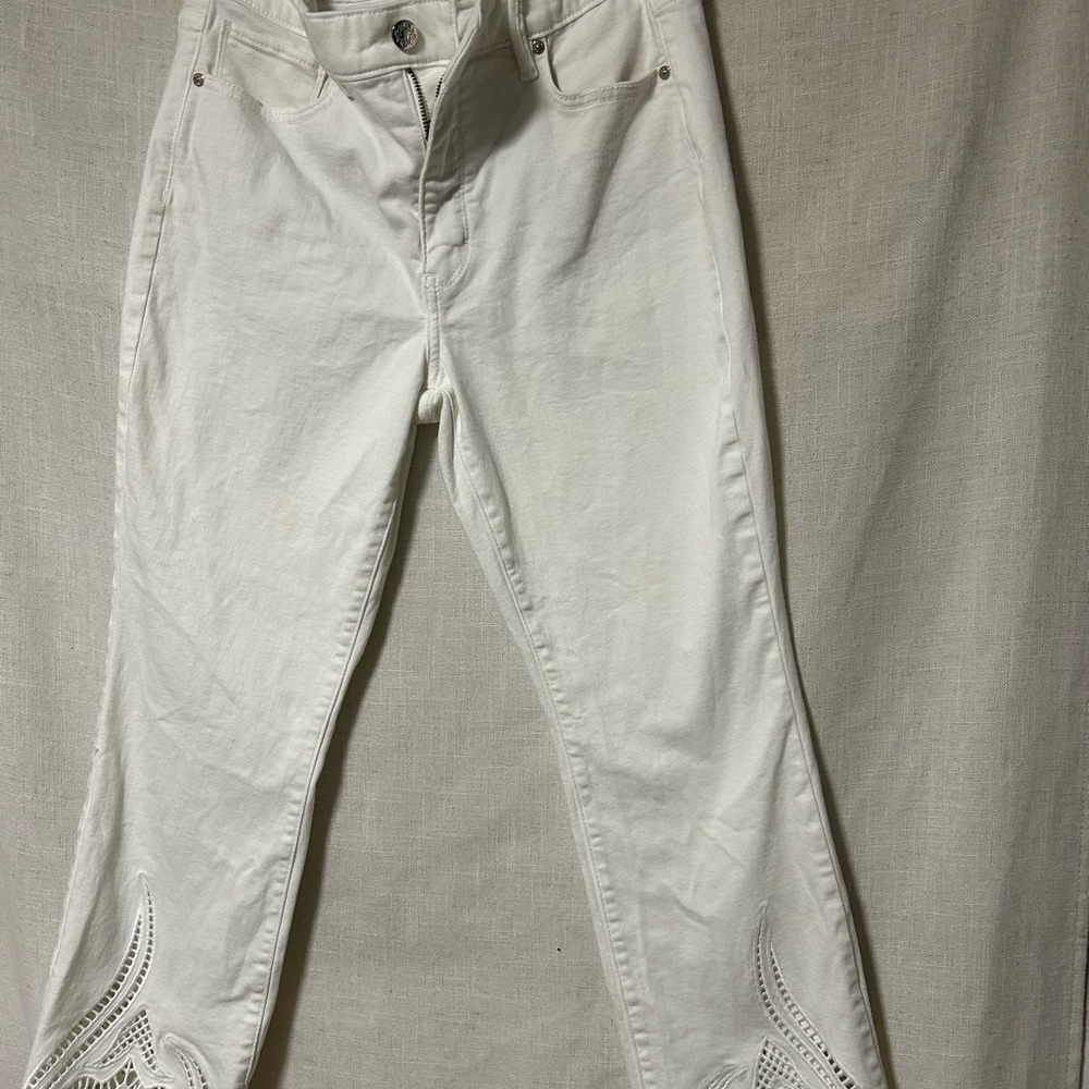 White Women's Jeans with Embroidered Detail